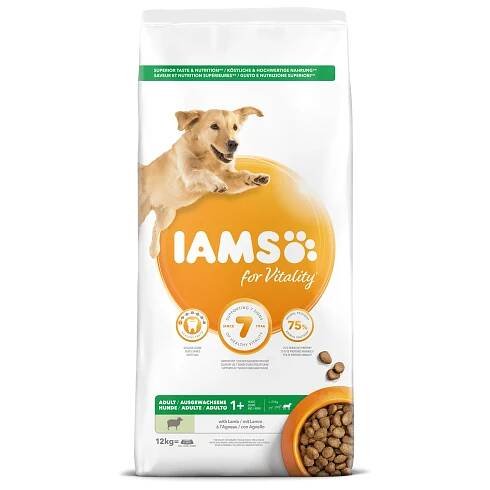 IAMS Granule pro psy ADULT 1+ LARGE s jehněčím 12 kg