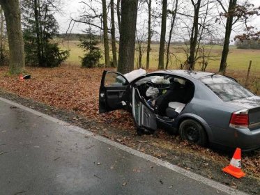 Na Písecku zemřela řidička po nárazu do stromu.