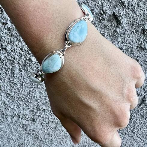 Stříbrný náramek larimar | aranys.cz