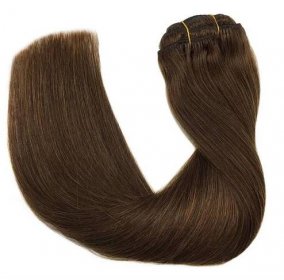Clip on hair hair extensions 40 cm #4 chocolate brown