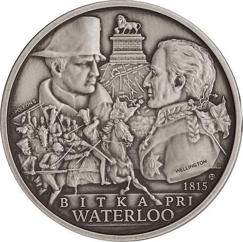 Strieborná minca 2 Dollars - Bitka pri Waterloo (1815) - Napoleónske vojny - Bitky v dejinách sveta