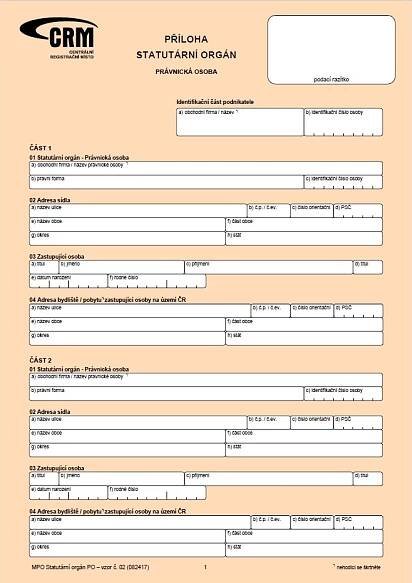 Příloha - Statutární orgán právnická osoba