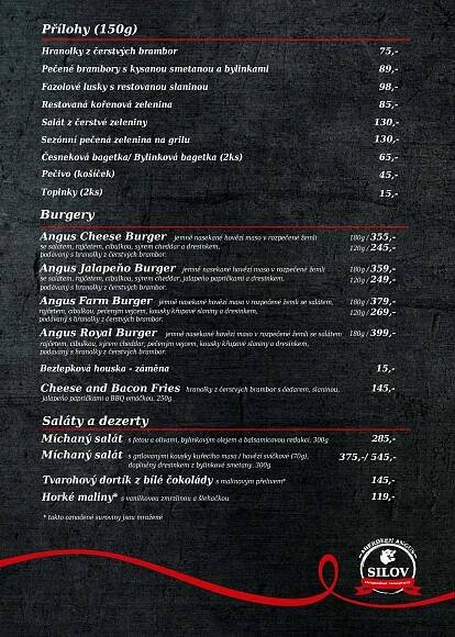 Jídelní lístek | Angus Grill Restaurant