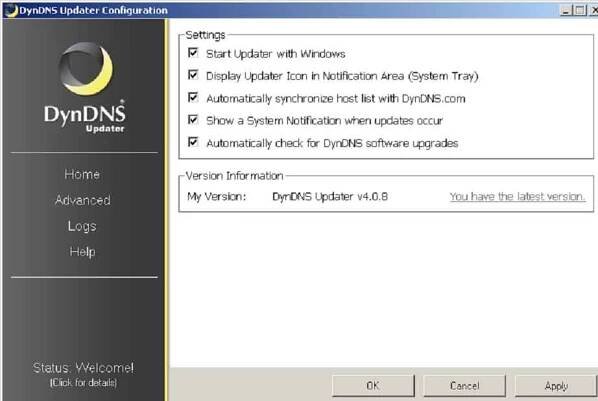 Настройка DynDNS Updater