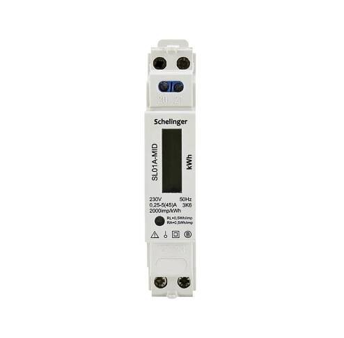 Schelinger LCD jednofázový elektroměr SL01A-MID, 230 V, 5 A, IP51