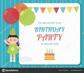 Stáhnout - Pozvánka večírek k narozeninám děti. — Ilustrace