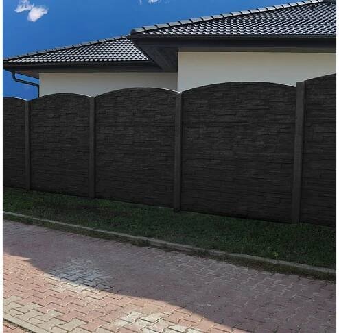 Betonový panel oblouk oboustranný štípaný kámen 200 x 60 x 4 cm - grafit VCP PLOTY Sklad8 21