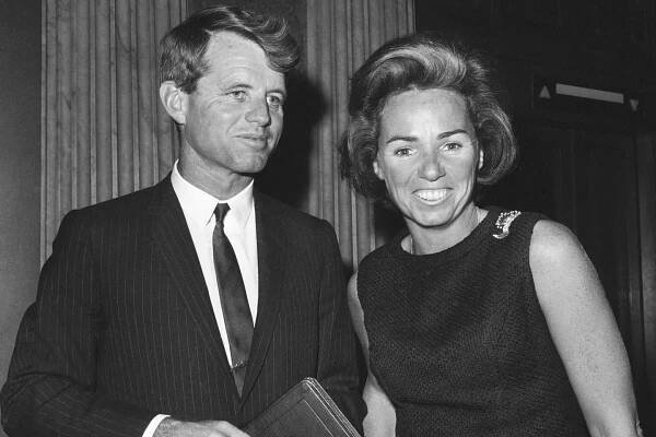Sen. Robert Kennedy poses with his wife Ethel outside the Senate Chamber on Oct. 13, 1965.