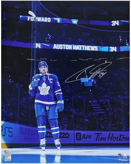 Auston Matthews Toronto Maple Leafs Autographed Fanatics Authentic 16" x 20" Blue Jersey Pregame Salute Photograph