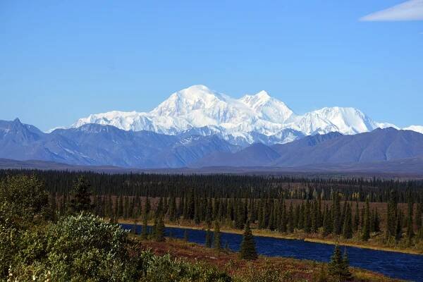 A view of Denali, formerly known as Mt. McKinley, on September 1, 2015 in Denali National Park, Alaska. 