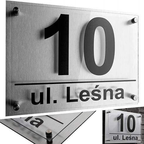 XXL VELKÁ NEREZOVÁ adresní tabulka s číslem domu budovy 60x40 + plexisklo