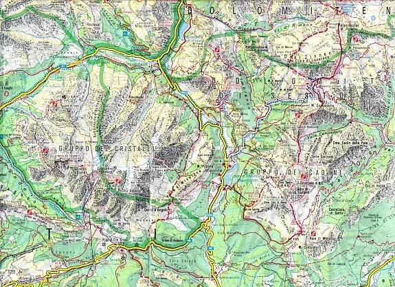 mapa Dolomity - Tre Cime
