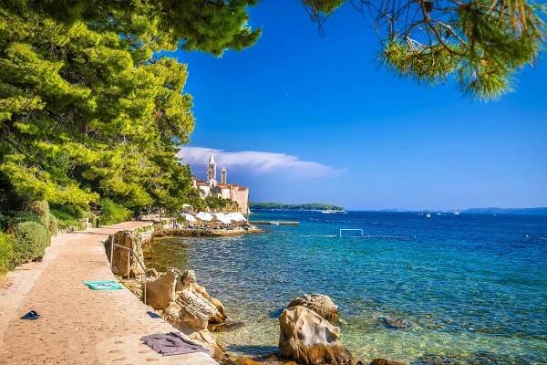 The coatline of Rab - one of the best Croatian islands to visit