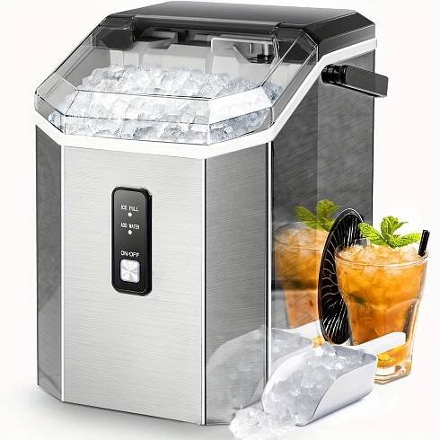 * Commercial Ice Machine Maker Countertop, Portable Crushed Ice Maker Machine With Handle, * Quickly, 35Lbs/24H, * Operation, Self C