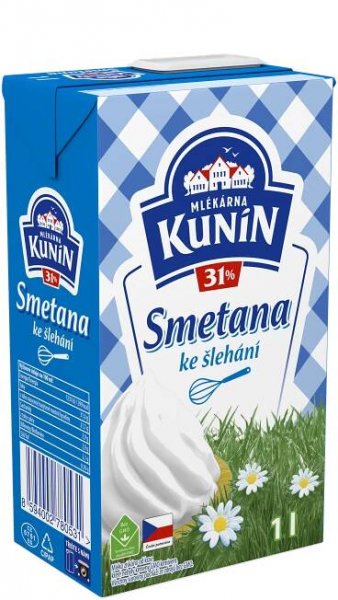 Smetana ke šlehání 31% 1l/Kunín
