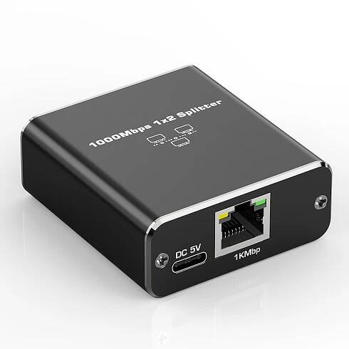SPLITTER LAN 1x2 ADAPTÉR ROZBOČOVAČ SWITCH 2xRJ45 ETHERNET 1000Mb GIGABIT