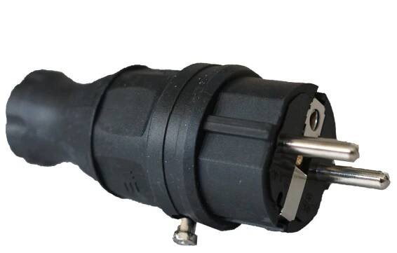 Gumová zástrčka 16A 230V IP44 Uni-Schuko guma