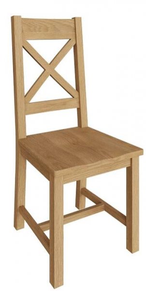Stratford Oak Cross Back Chair - Wooden Seat