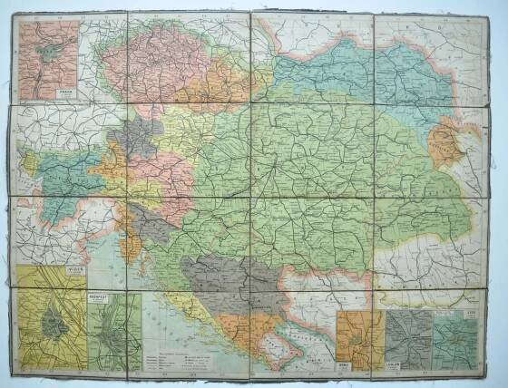 RAKOUSKO-UHERSKO - CESTOVNÍ A ŽELEZNIČNÍ MAPA MONARCHIE - 1900 - Staré mapy a veduty
