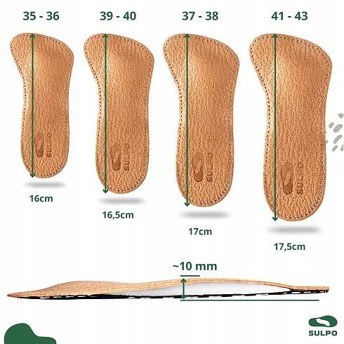 Ortopedické kožené vložky vel. 39-40 Materiál v kontaktu s podrážkou latexová pěna