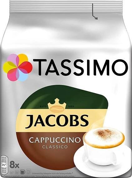 Tassimo Capsules Jacobs Cappuccino Classico, 8 kávových kapslí