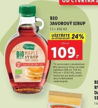 Lidl Bio javorový sirup nabídka