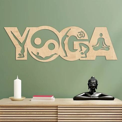 Dřevěný nápis na zeď - Yoga | Javor