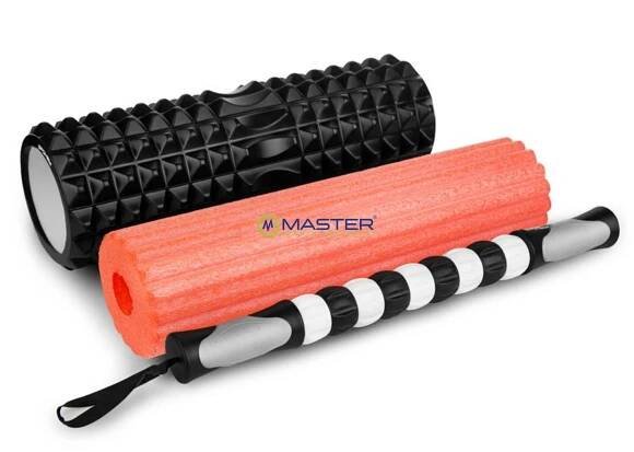 Spokey MIX ROLL fitness masážní válec 3v1, černo-červený