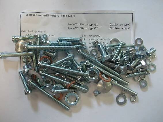 Spojovací materiál motoru ČZ 125C 150C 351 352 velká sada