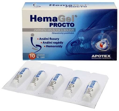 HemaGel Procto čípky, 10 ks.