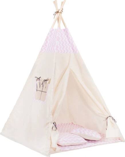 Springos Teepee 120 x 100 x 160 cm, růžové cik cak růžové cik cak od 849 Kč