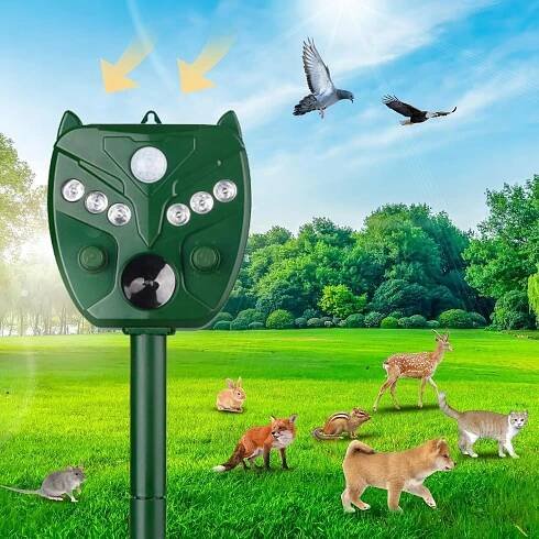 2X SOLARNY ODSTRASZACZ ZWIERZĄT KUNY LED ULTRAZVUKOVÝ S POHYBOVÝM SENZOREM - Allegro