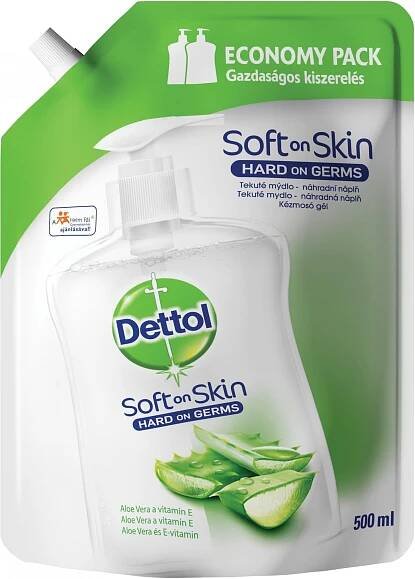 Dettol Jemná aloe a vitamin E tekuté mýdlo náhradní náplň, 500 ml