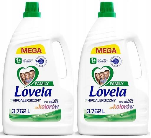 Levně Sada Lovela Family Tekutý prací prostředek na barvy 2 x 3,762 l 114 praní