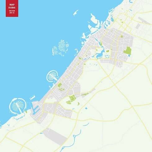 Vektorová mapa Dubaje — Ilustrace
