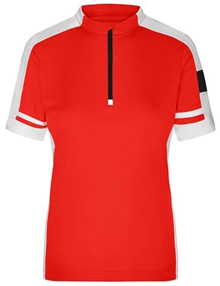 Dámské sportovní tričko James & Nicholson Bike-T Half Zip, Red