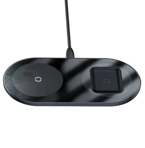 Baseus 2v1 Qi bezdrátová nabíječka 15W pro iPhone / AirPods - černá - Appleking.cz