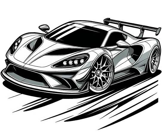 Elegantní sportovní auto: Tvůj závodní vůz k vybarvení (Bezplatná omalovánka)