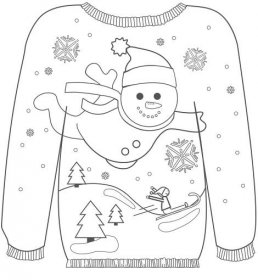 vánoční svetr k vytisknutí omalovánky