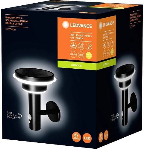 LEDVANCE ENDURA STYLE SOL WALL2CIRCLE6WBK LEDV 4058075392724 venkovní solární nástěnné osvětlení s PIR senzorem 6 W čern