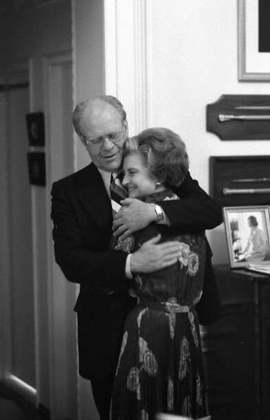 President and Mrs. Ford as they watch the presidential election returns (1976)