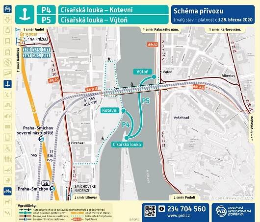 Mapa trasy přívozu P5 | Pražské Benátky