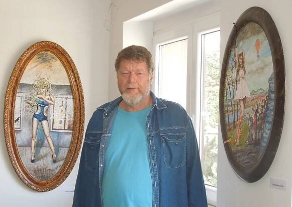 Olej na plátně v historických rámech - Město Židlochovice