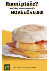 Ranní ptáče? Nyní si můžete skočit na snídani do McDonald’s v Centru Pivovar Děčín již od 6:00!