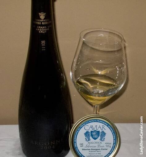 Champagne Caviar 2004 Champagne Giraud Brut AY Grand Cru Argonne with Siberian Sturgeon Caviar