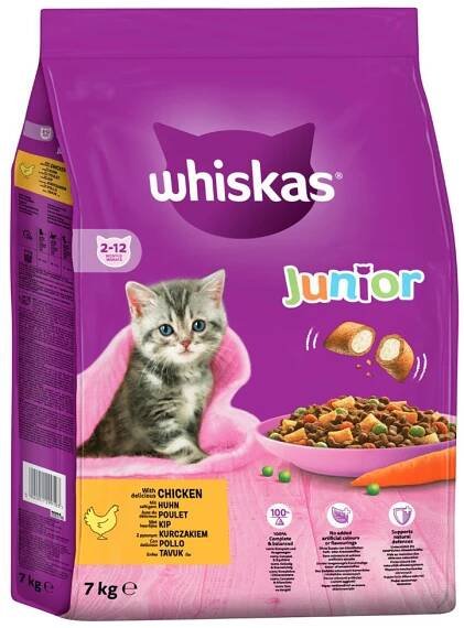 Whiskas Junior kuřecí – 7 kg}