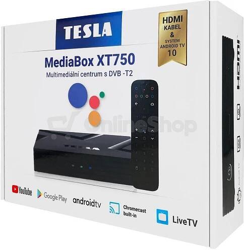 TESLA MediaBox XT750 - Android TV multimediální přehrávač a DVB-T2 set-top box