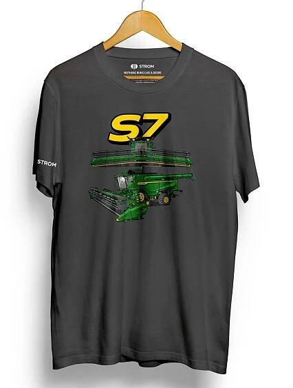 PÁNSKÉ TRIČKO JOHN DEERE KOMBAJN S7, ŠEDÉ
