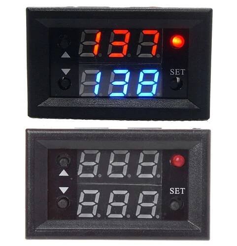 Časové relé panelové mini 12V / 20A (časovač 0-999s/m/h)
