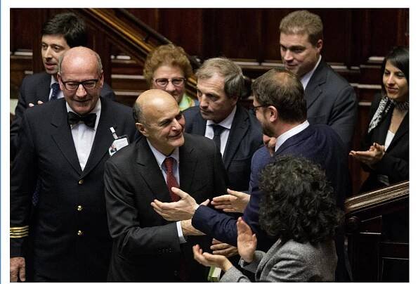 Figure 3. Hon. Pier Luigi Bersani returns to the House of Representatives on February 25th, 2014 (Copyright ANSA).  Toghiatti's first SAH episode that occurred in Trieste is even more interesting. The story clearly confirms that SAH was consid- ered as a medical disease in 1955. It was actually called “serous meningitis.”° All the precautions against its occurrence are coherent with a medical treatment (absolute bed rest, long convalescence...). Therefore, Togliatti’s SAH was performed entirely by medical specialists and even by a clinical doctor. A neurosurgical consultation was certainly possible. Piero Frugoni, Prof. C. Frugoni’s son, was a_ professor of Neurosurgery in Padova at that time. Moreover, cerebral angiography was available in Padova and in other main centers in Italy. The Portuguese physician and neurologist Egas Moniz introduced cerebral angiography in 1927. Cerebral angiography has been performed after SAH since 1931.°’ Advancements in diagnosis and treatment of cerebral aneurysms were obviously hindered by the war. Neutral  Conversely, the case of hon. Togliatti offers many hints and dramatically marks the social and medical advancements of the past half-century that perhaps we do not clearly perceive (“Tempora mutantur et nos mutamur in illis,” i.e., “The times change, and we change with them”). First, 